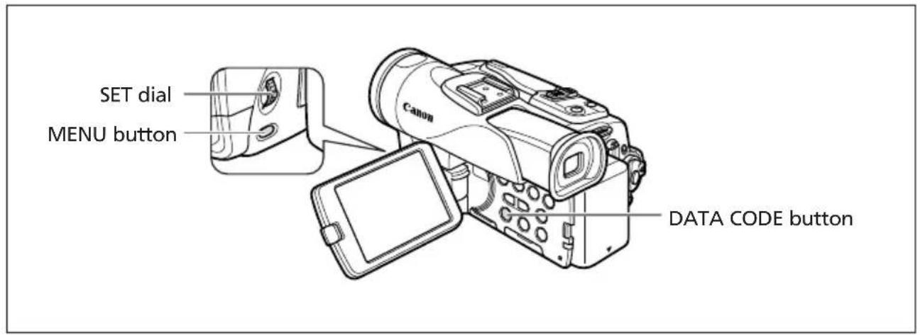 CANON MVX200i - Displaying the Data Code - 1