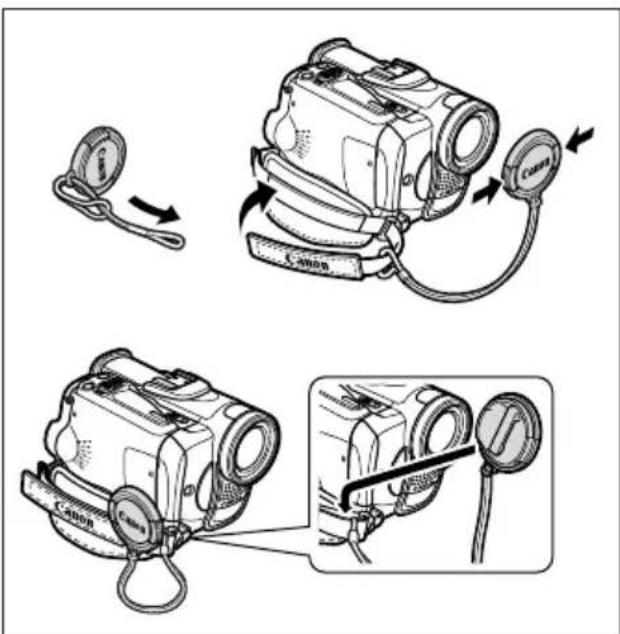 CANON MVX200i - Attaching the Lens Cap - 1