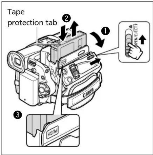 CANON MVX200i - Loading/Unloading a Cassette - 1