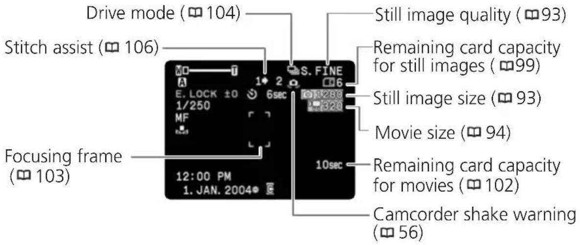 CANON MVX200i - Screen Displays during Recording/Playback - 3