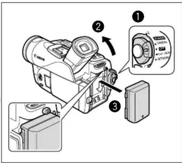 CANON MVX200i - Attaching the Battery Pack - 1