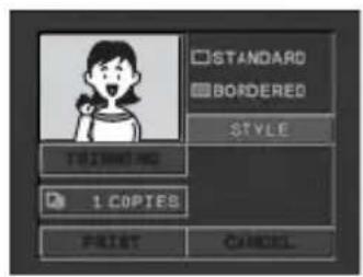 CANON MVX330i - In the print setting menu, turn the SET dial to select [STYLE] and press the SET dial. - 1