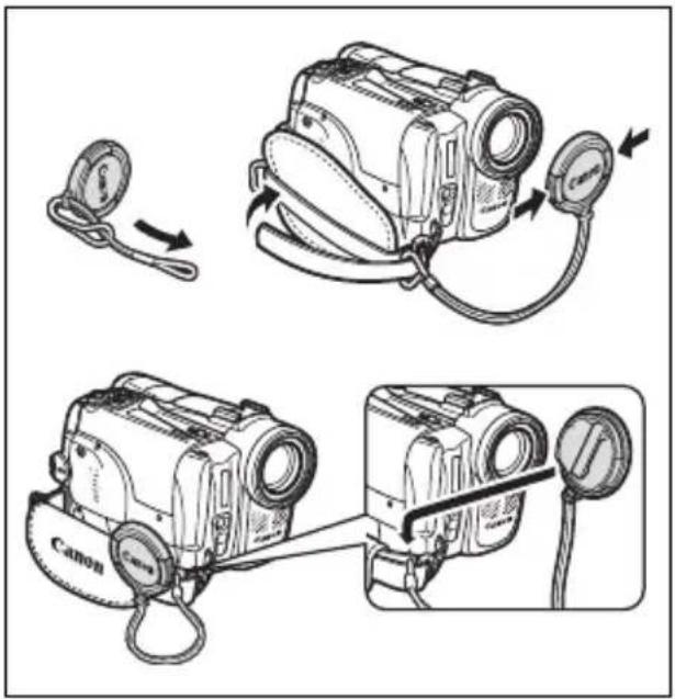 CANON MVX330i - Attaching the Lens Cap - 1