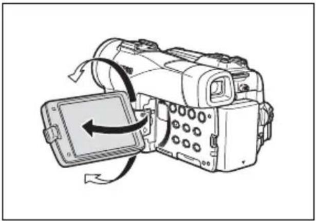 CANON MVX330i - Press the OPEN button and open the LCD panel 90 degrees. - 1