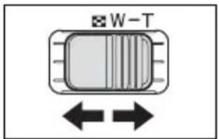 CANON MVX330i - Move the zoom lever toward W to zoom out (wide-angle). Move it toward T to zoom in (telephoto). - 1