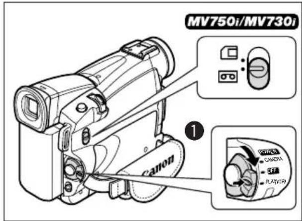 CANON MV700 - Set the camcorder to PLAY (VCR) mode. - 1