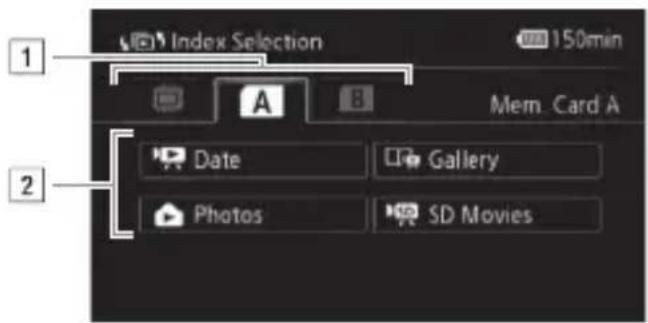 CANON Legria HF M46 - In any index screen, touch [▶]. - 1