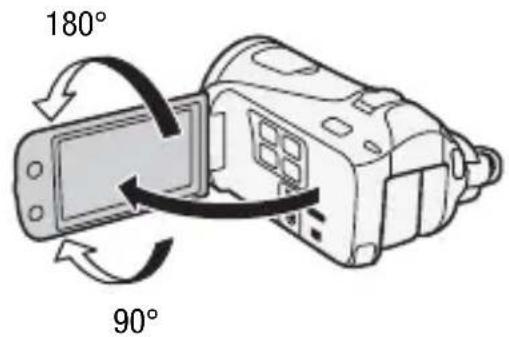 CANON Legria HF M46 - Open the LCD panel 90 degrees. - 1