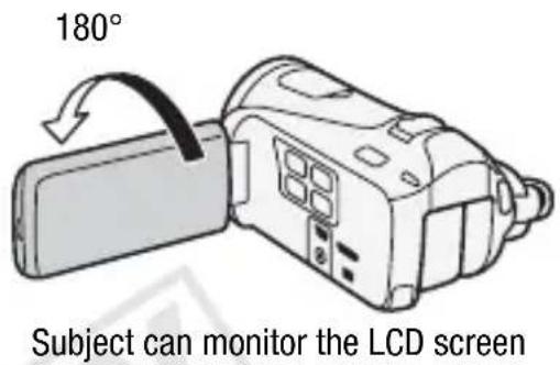 CANON Legria HF M46 - Open the LCD panel 90 degrees. - 2