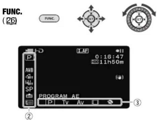 CANON HG10 - Selecting a FUNC. Menu Option - 1