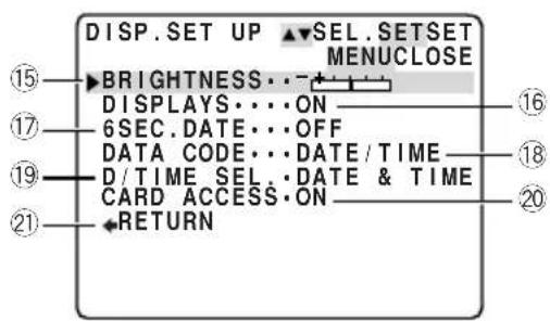CANON MV5 - ④ Display set up submenu - 1