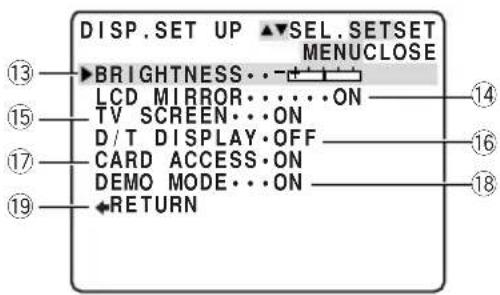 CANON MV5 - ④ Display set up submenu - 1