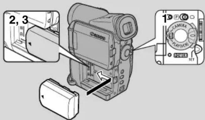CANON MV5 - Attaching the battery pack - 1