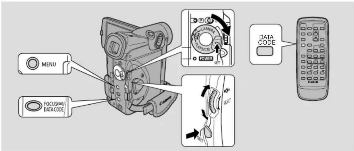 CANON MV5 - Displaying Date, Time and Camcorder Data (Data Code) - 1