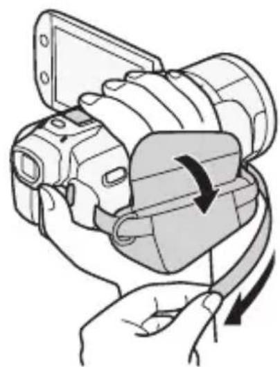 CANON Legria HF S200 - Fasten the grip belt. - 1