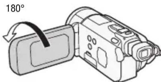 CANON Legria HF S200 - Open the LCD panel 90 degrees. - 2
