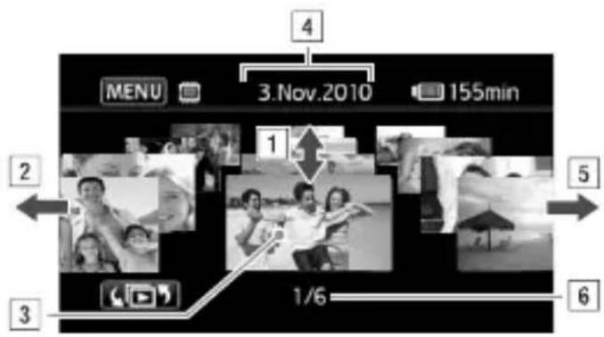 CANON Legria HF S200 - In any index screen, touch [▶] ▶ [3D Flip View]. - 1