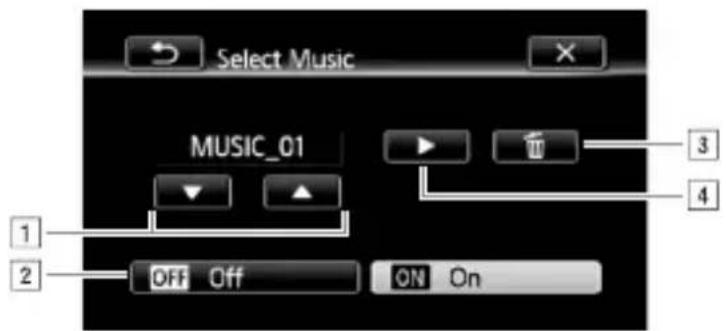 CANON Legria HF S200 - Open the music track selection screen. - 2