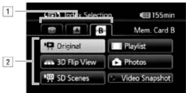 CANON Legria HF S200 - In any index screen, touch [◀▶▶]. - 1