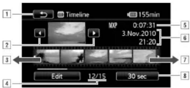 CANON Legria HF S200 - Touch the desired frame in the timeline ruler to start playing back the scene from that point. - 1