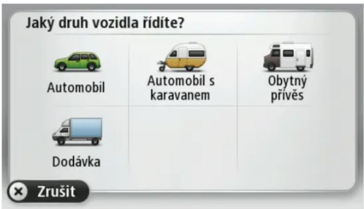 Jaký druh vozidla řídíte? Automobil Automobil s karavanem Obytný prívěs Dodávka Zrušit