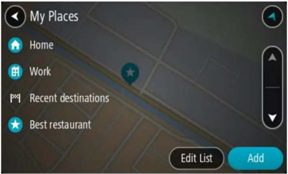 TOMTOM RIDER 450 - Naplánování trasy pomocí seznamu Moje místa - 3