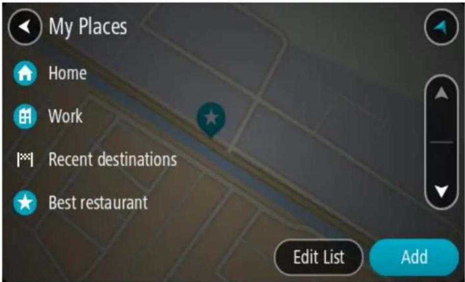 TOMTOM GO BASIC - Naplánování trasy pomocí seznamu Moje místa - 3