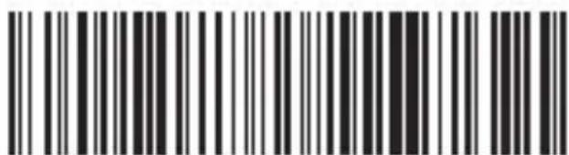 Black and white barcode image with vertical lines and a central dot