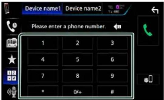 Device name1 Device name2 Please enter a phone number. 1 2 3 4 5 6 7 8 9 * 0/+ #