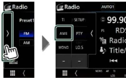Radio Preset1 FM AM Radio AUTO1 TI SETUP AME PTY MONO LO.S 99.90 PS RD Radio Title/ NEWS AF TI