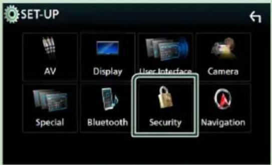 KENWOOD DNX317BTS - Klepněte na [Security]. - 1