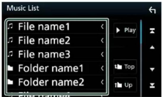 Music List File name1 File name2 File name3 Folder name1 Folder name2