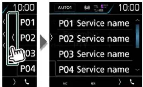 10:00 P01 P02 P03 P04 AUTO1 P01 Service name P02 Service name P03 Service name P04 Service name MC RES 10:00