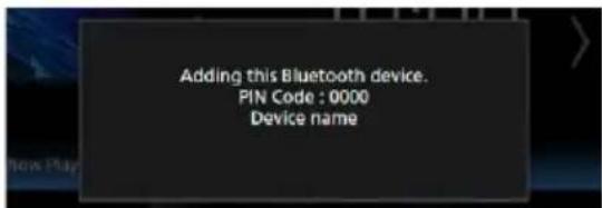 Adding this Bluetooth device. PIN Code : 0000 Device name