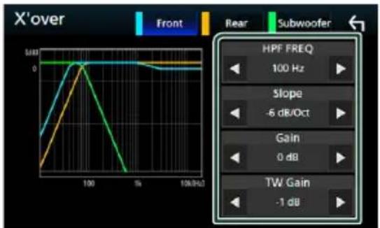 KENWOOD DNX317BTS - Jednotlivé položky nastavte následovně. - 1