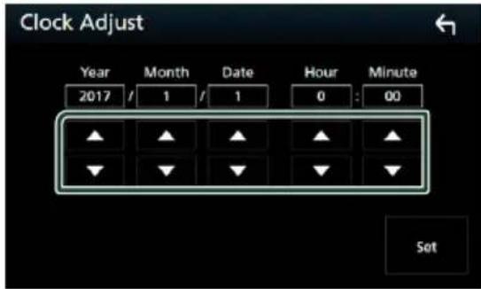 Clock Adjust Year Month Date Hour Minute 2017 / 1 / 1 0 : 00 Set