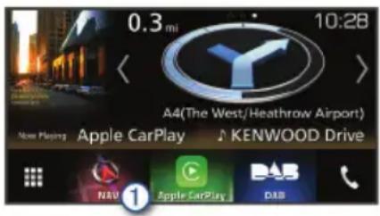 0.3 mi 10:28 A4(The West/Heathrow Airport) New Playing Apple CarPlay KENWOOD Drive NAV Apple CarPlay DAS