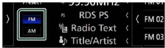 59.96MHz FM PS RDS PS Radio Text Title/Artist FM 01 FM 02 FM 03