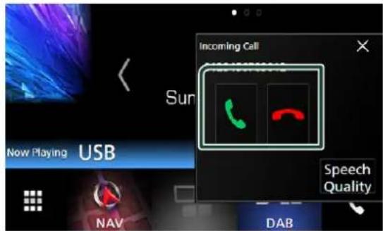 Incoming Call Sun Now Playing USB NAV DAB Speech Quality