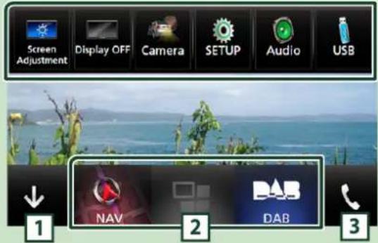Screen Adjustment Display OFF Camera SETUP Audio USB ↓ 1 NAV 2 DAB 3