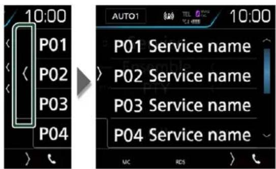 10:00 P01 P02 P03 P04 AUTO1 10:00 P01 Service name P02 Service name P03 Service name P04 Service name MC RDS