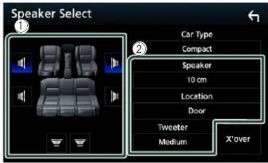 Speaker Select ① Car Type Compact Speaker 10 cm Location Door Tweeter Medium X'over