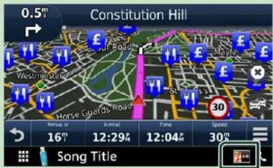 0.5m Constitution Hill Westminster Horse Guards Road Arrive In 16m Arrival 12:29M Time 12:04M Speed 30m 30m Song Title