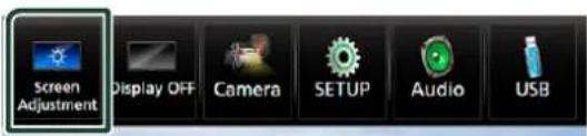 Screen Adjustment Display OFF Camera SETUP Audio USB