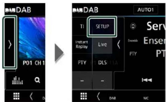 DAB P01 CH 1 SETUP Instant Replay Live PTY DLS AUTO1 Service Ensemble PT PTY DAB MC