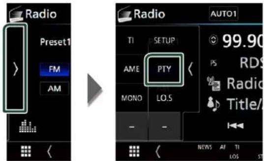 Radio Preset1 FM AM Radio AUTO1 TI SETUP AME PTY MONO LO.S 99.90 PS RDS Radio Title/ NEWS AF TI LOS ST
