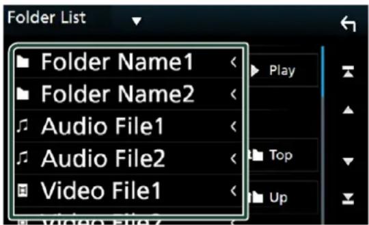 Folder List Folder Name1 Folder Name2 Audio File1 Audio File2 Video File1 Play Top Up