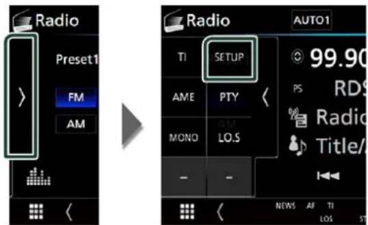 Radio Preset1 FM AM Radio AUTO1 TI SETUP AME PTY MONO LO.S 99.90 PS RDS Radio Title/ NEWS AF TI LOS ST
