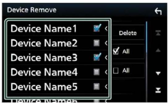 Device Remove Device Name1 Device Name2 Device Name3 Device Name4 Device Name5 Delete All All