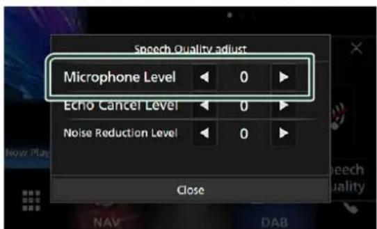Speech Quality adjust Microphone Level 0 Echo Cancel Level 0 Noise Reduction Level 0 Close